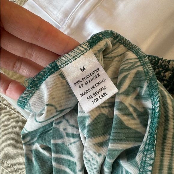 High Low Maxi Skirt Green Cream Palm Leaves Elastic Waist Women’s Size Medium - Picture 6 of 7